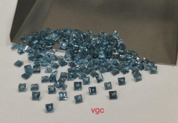 Natural London Blue Topaz 2 mm Square Faceted Cut – AAA Quality London Blue Topaz Square Faceted Cut 2mm