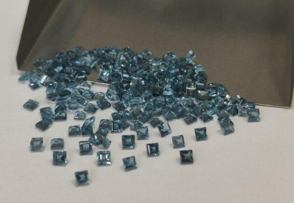 Natural London Blue Topaz 2 mm Square Faceted Cut – AAA Quality London Blue Topaz Square Faceted Cut 2mm