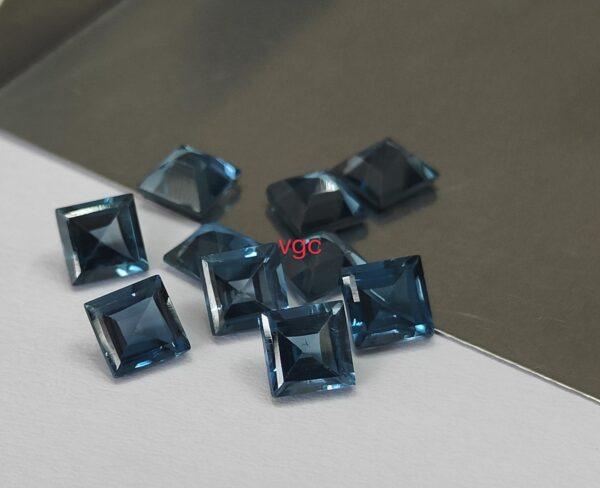 Natural London Blue Topaz 4 mm Square Faceted Cut – AAA Quality London Blue Topaz Square Faceted Cut 4mm