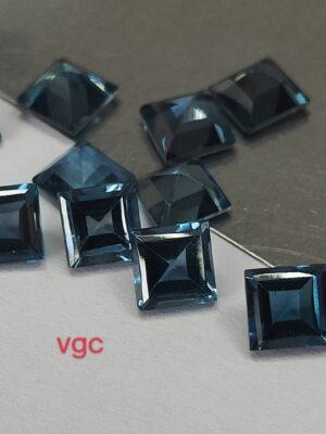Natural London Blue Topaz 4 mm Square Faceted Cut – AAA Quality London Blue Topaz Square Faceted Cut 4mm