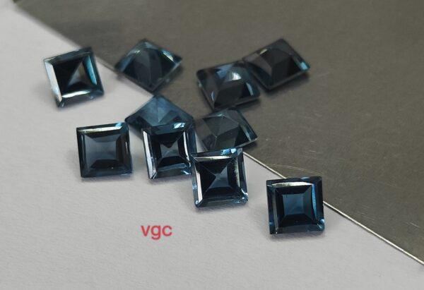 Natural London Blue Topaz 4 mm Square Faceted Cut – AAA Quality London Blue Topaz Square Faceted Cut 4mm