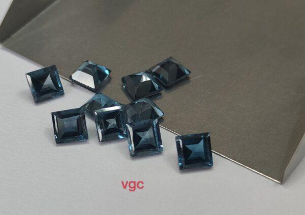 Natural London Blue Topaz 4 mm Square Faceted Cut – AAA Quality London Blue Topaz Square Faceted Cut 4mm