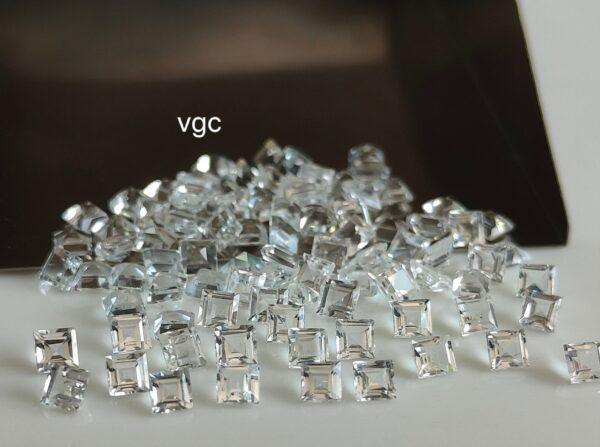 Natural White Topaz 3 mm Square Faceted Cut – AAA Quality White Topaz Square Faceted Cut 3mm