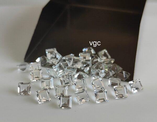 Natural White Topaz 3 mm Square Faceted Cut – AAA Quality White Topaz Square Faceted Cut 3mm