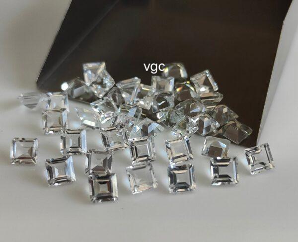 Natural White Topaz 3 mm Square Faceted Cut – AAA Quality White Topaz Square Faceted Cut 3mm