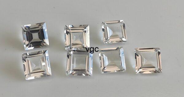Natural White Topaz 10 mm Square Faceted Cut – AAA Quality White Topaz Square Faceted Cut 10mm