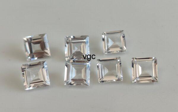Natural White Topaz 10 mm Square Faceted Cut – AAA Quality White Topaz Square Faceted Cut 10mm