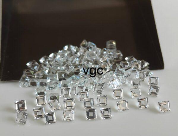 Natural White Topaz 3 mm Square Faceted Cut – AAA Quality White Topaz Square Faceted Cut 3mm