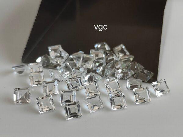 Natural White Topaz 3 mm Square Faceted Cut – AAA Quality White Topaz Square Faceted Cut 3mm