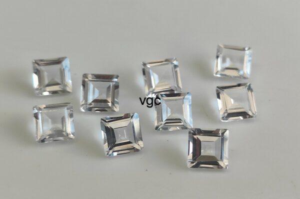 Natural White Topaz 10 mm Square Faceted Cut – AAA Quality White Topaz Square Faceted Cut 10mm