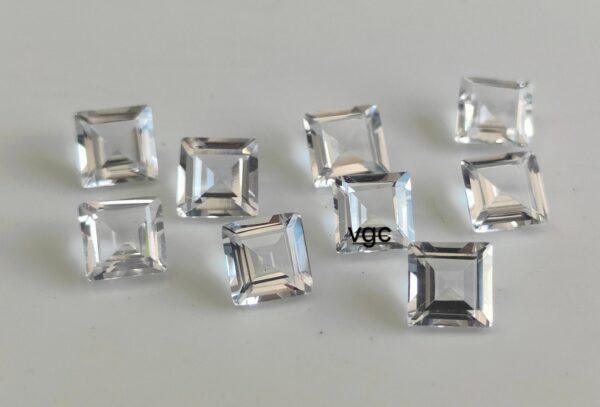 Natural White Topaz 10 mm Square Faceted Cut – AAA Quality White Topaz Square Faceted Cut 10mm