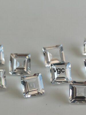 Natural White Topaz 10 mm Square Faceted Cut – AAA Quality White Topaz Square Faceted Cut 10mm