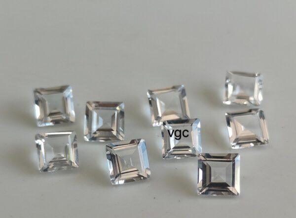 Natural White Topaz 10 mm Square Faceted Cut – AAA Quality White Topaz Square Faceted Cut 10mm