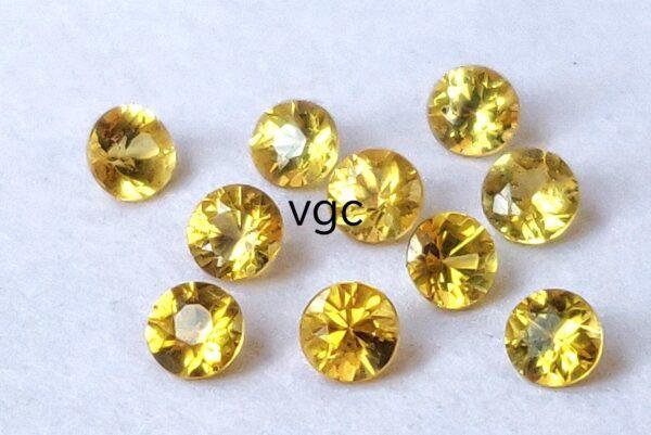Natural Yellow Sapphire 3 mm Round Diamond Faceted Cut – AAA Quality Yellow Sapphire Round Diamond Cut 3mm