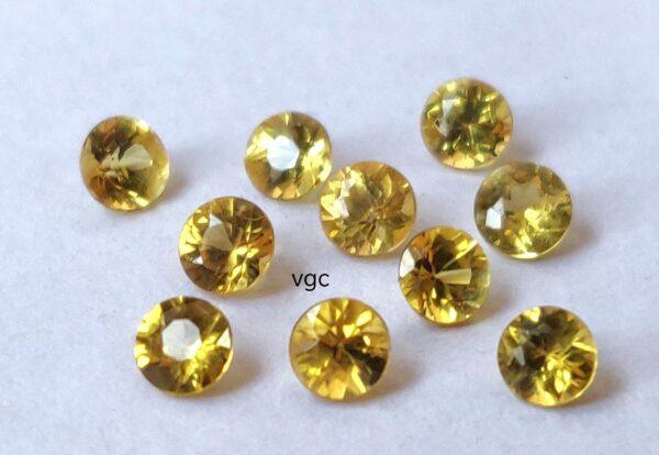 Natural Yellow Sapphire 3 mm Round Diamond Faceted Cut – AAA Quality Yellow Sapphire Round Diamond Cut 3mm
