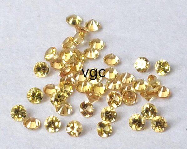 Natural Yellow Sapphire 2 mm Round Diamond Faceted Cut – AAA Quality Yellow Sapphire Round Diamond Cut 2mm