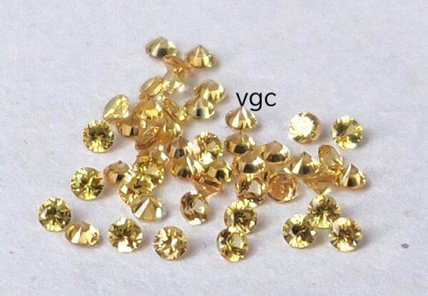 Natural Yellow Sapphire 2 mm Round Diamond Faceted Cut – AAA Quality Yellow Sapphire Round Diamond Cut 2mm