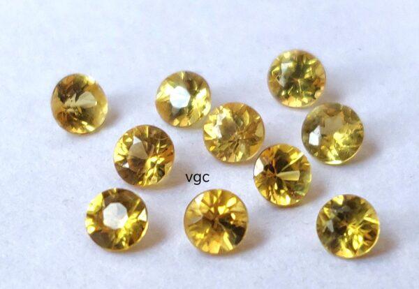 Natural Yellow Sapphire 3 mm Round Diamond Faceted Cut – AAA Quality Yellow Sapphire Round Diamond Cut 3mm