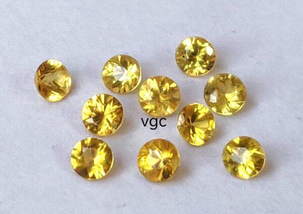 Natural Yellow Sapphire 3 mm Round Diamond Faceted Cut – AAA Quality Yellow Sapphire Round Diamond Cut 3mm