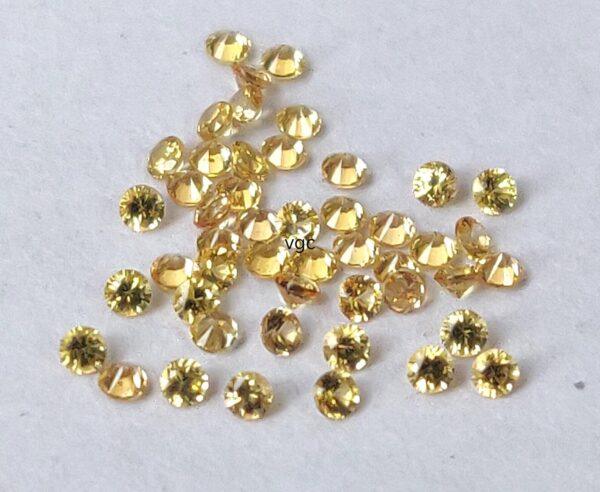 Natural Yellow Sapphire 2 mm Round Diamond Faceted Cut – AAA Quality Yellow Sapphire Round Diamond Cut 2mm