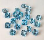 Natural Swiss Blue Topaz 6 mm Cushion Faceted Cut – AAA Quality Swiss Blue Topaz Cushion Faceted Cut 6mm