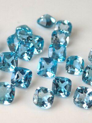 Natural Swiss Blue Topaz 5 mm Cushion Faceted Cut – AAA Quality Swiss Blue Topaz Cushion Faceted Cut 5mm