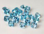 Natural Swiss Blue Topaz 6 mm Cushion Faceted Cut – AAA Quality Swiss Blue Topaz Cushion Faceted Cut 6mm