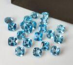 Natural Swiss Blue Topaz 6 mm Cushion Faceted Cut – AAA Quality Swiss Blue Topaz Cushion Faceted Cut 6mm