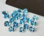 Natural Swiss Blue Topaz 6 mm Cushion Faceted Cut – AAA Quality Swiss Blue Topaz Cushion Faceted Cut 6mm