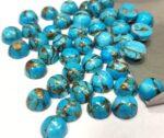 Blue Copper Turquoise 4 mm Round Cabochon – AAA Quality Blue Copper Turquoise Round 4mm