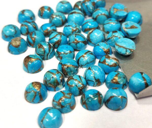 Blue Copper Turquoise 4 mm Round Cabochon – AAA Quality Blue Copper Turquoise Round 4mm