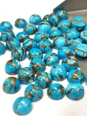 Blue Copper Turquoise 10 mm Round Cabochon – AAA Quality Blue Copper Turquoise Round 10mm