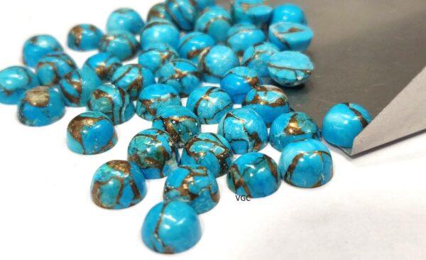 Blue Copper Turquoise 4 mm Round Cabochon – AAA Quality Blue Copper Turquoise Round 4mm
