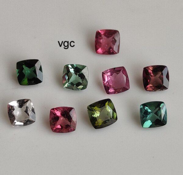 Natural Multi Tourmaline 5 mm Cushion Faceted Cut – AAA Quality Multicolor Tourmaline Cushion 5mm