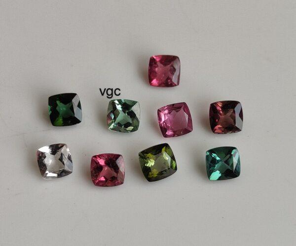 Natural Multi Tourmaline 5 mm Cushion Faceted Cut – AAA Quality Multicolor Tourmaline Cushion 5mm