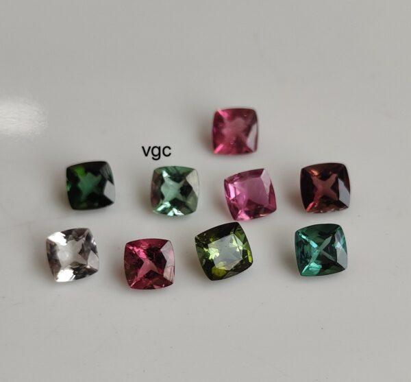 Natural Multi Tourmaline 5 mm Cushion Faceted Cut – AAA Quality Multicolor Tourmaline Cushion 5mm