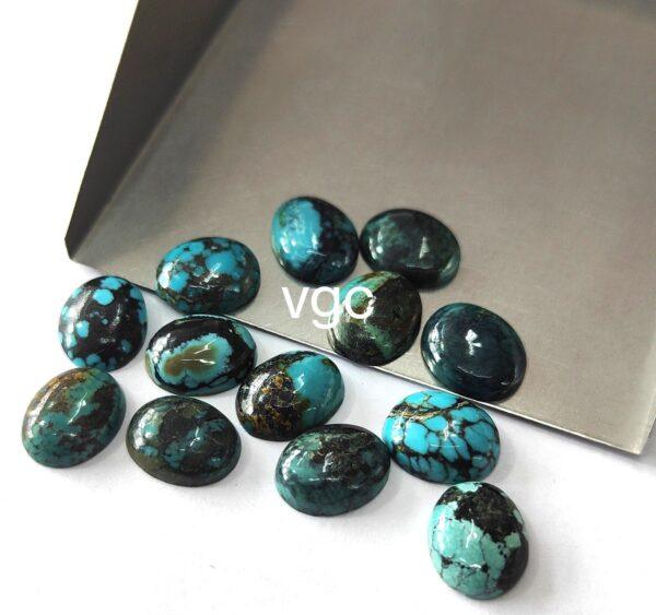 Natural Tibbati Turquoise 10×12 mm Oval Cabochon – AAA Quality Tibetan Turquoise Oval 10x12mm