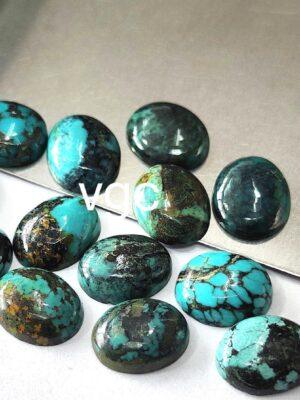 Natural Tibbati Turquoise 10×12 mm Oval Cabochon – AAA Quality Tibetan Turquoise Oval 10x12mm