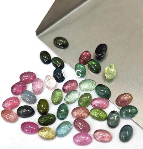Natural Multi Tourmaline 3×5 mm Oval Cabochon – AAA Quality Multicolor Tourmaline Oval 3x5mm