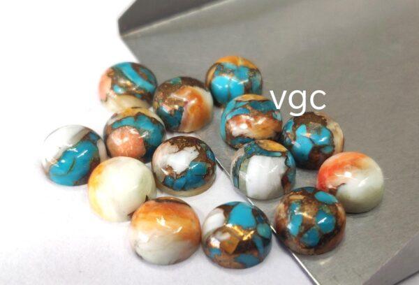Oyster Copper Turquoise 10 mm Round Cabochon – AAA Quality Oyster Copper Turquoise Round 10mm