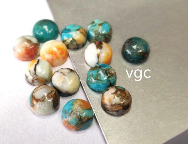 Oyster Copper Turquoise 10 mm Round Cabochon – AAA Quality Oyster Copper Turquoise Round 10mm