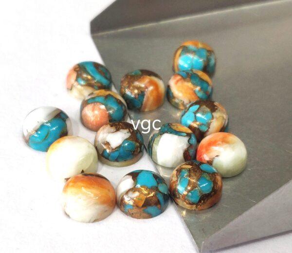 Oyster Copper Turquoise 10 mm Round Cabochon – AAA Quality Oyster Copper Turquoise Round 10mm