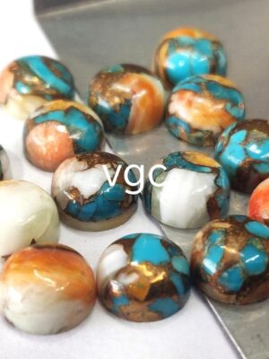 Oyster Copper Turquoise 10 mm Round Cabochon – AAA Quality Oyster Copper Turquoise Round 10mm