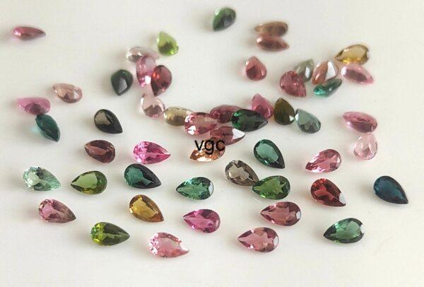 Natural Multi Tourmaline 3×5 mm Pear Faceted Cut – AAA Quality Multicolor Tourmaline Pear 3x5mm