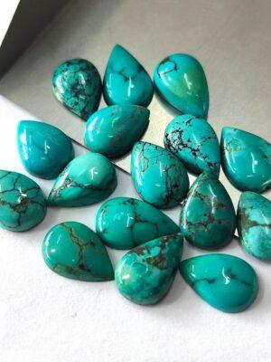 Natural Tibbati Turquoise 3×5 mm Pear Cabochon – AAA Quality Tibetan Turquoise Pear 3x5mm