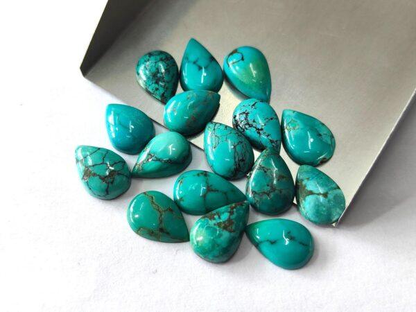 Natural Tibbati Turquoise 3×5 mm Pear Cabochon – AAA Quality Tibetan Turquoise Pear 3x5mm