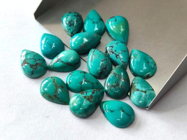 Natural Tibbati Turquoise 3×5 mm Pear Cabochon – AAA Quality Tibetan Turquoise Pear 3x5mm