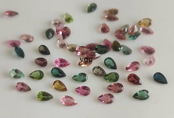 Natural Multi Tourmaline 3×5 mm Pear Faceted Cut – AAA Quality Multicolor Tourmaline Pear 3x5mm