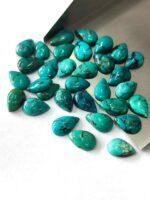 Natural Tibbati Turquoise 3×5 mm Pear Cabochon – AAA Quality Tibetan Turquoise Pear 3x5mm