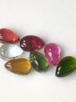 Natural Multi Tourmaline 3×5 mm Pear Cabochon – AAA Quality Multicolor Tourmaline Pear 3x5mm